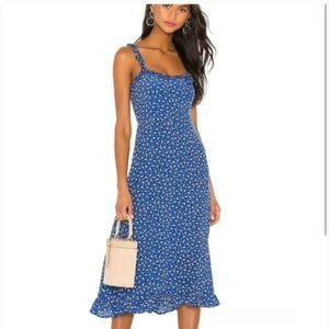 Faithfull the Brand Blue Floral Midi Dress